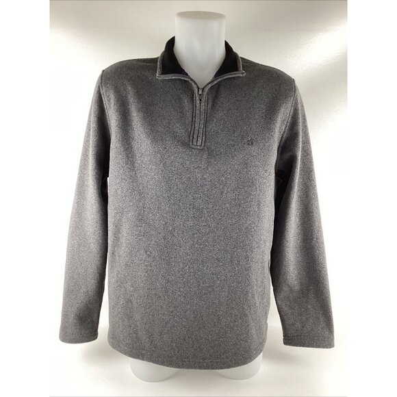 Izod Mens Soft Advantage Performance Stretch LS 1/4 Zip Gray Grey Sweater Medium - Picture 3 of 7